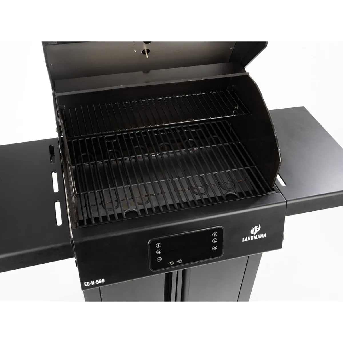 1192 Black 2023 med Gjutjärnsgaller med Inbyggd Termometer & Sidobord*Landmann Sale