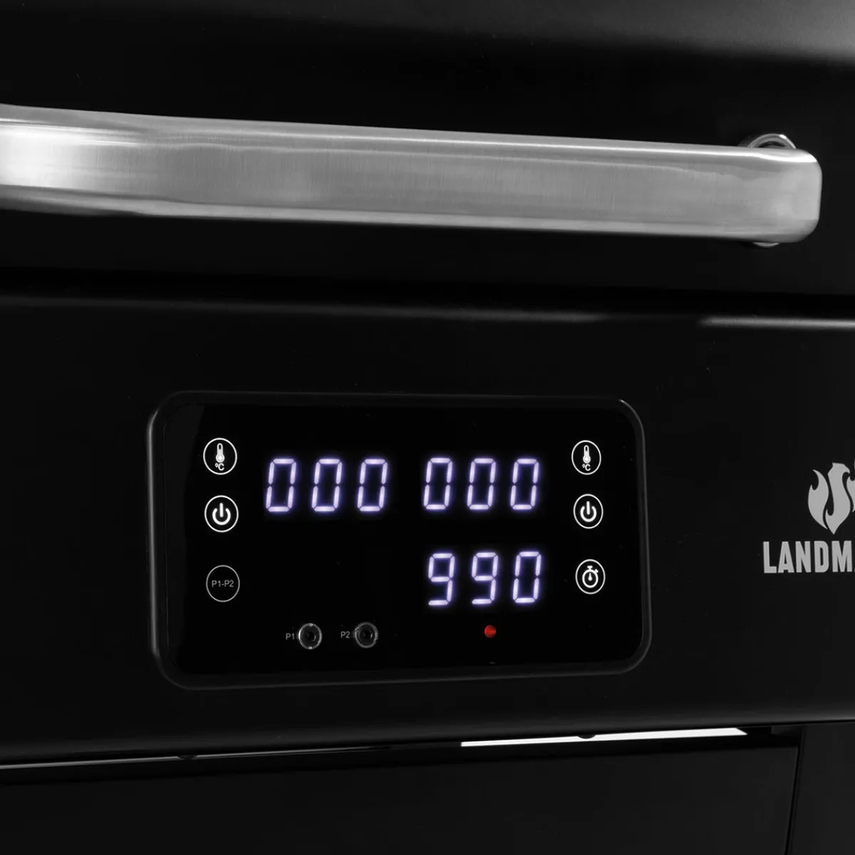 1192 Black 2023 med Gjutjärnsgaller med Inbyggd Termometer & Sidobord*Landmann Sale
