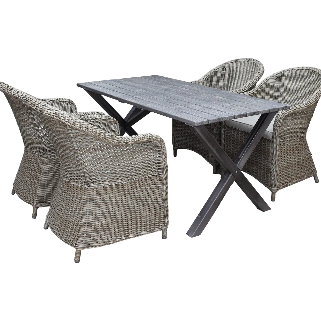 150 cm bord & 4 Belize naturfärgade stolar