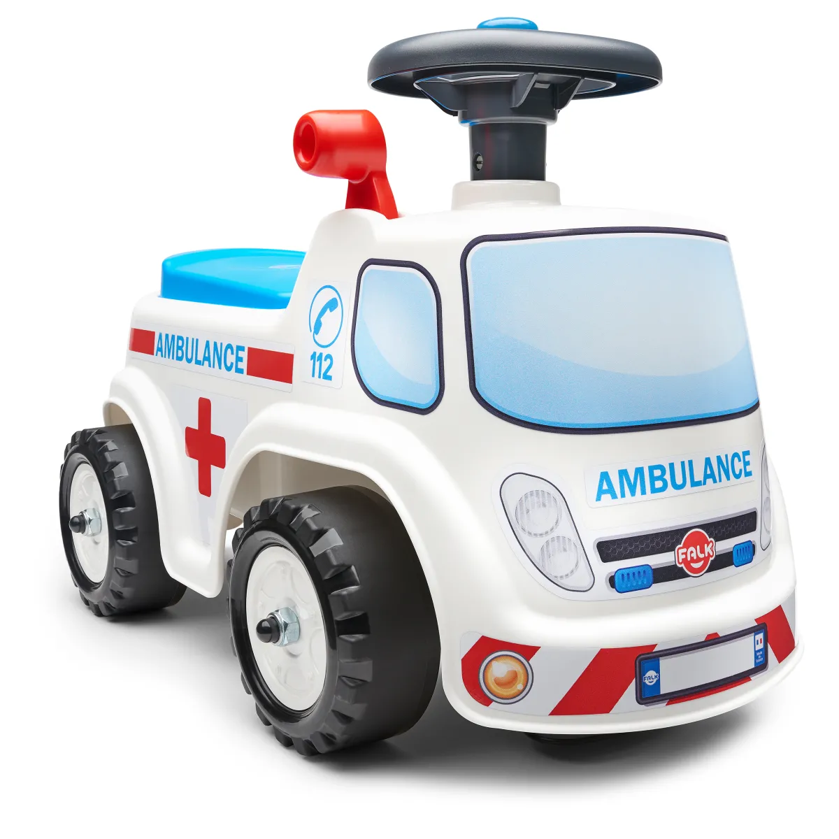 Ambulance ride-on med förvaringsutrymme, ratt och tuta*Falk Clearance