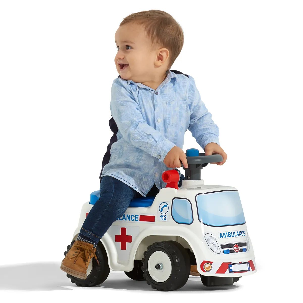 Ambulance ride-on med förvaringsutrymme, ratt och tuta*Falk Clearance