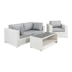 Bahamas 3-sits med Utefåtölj och Utebord med Hylla Utomhus*Comfort Garden Clearance