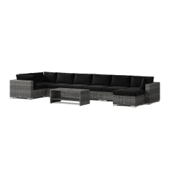 Bahamas U-formad utomhus loungegrupp 8-sits med vändbar divan och bord med hylla*Comfort Garden Hot