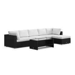 Bahamas utomhus divansoffa 6-sits med vändbar divan och bord med hylla*Comfort Garden