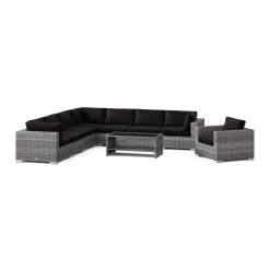 Bahamas utomhus hörnsoffa 8-sits vändbar med fåtölj och bord med hylla*Comfort Garden