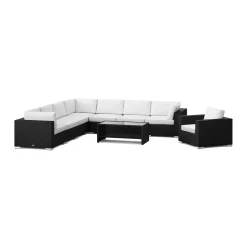 Bahamas utomhus hörnsoffa 8-sits vändbar med fåtölj och bord med hylla*Comfort Garden
