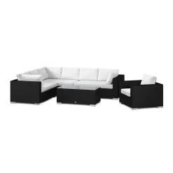 Bahamas utomhus L-soffa höger 7-sits med fåtölj och bord*Comfort Garden Hot