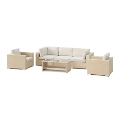 Bahamas utomhus soffgrupp 5-sits med två fåtöljer och bord med hylla*Comfort Garden Sale