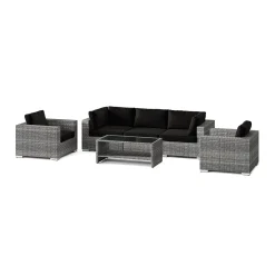 Bahamas utomhus soffgrupp 5-sits med två fåtöljer och bord med hylla*Comfort Garden Sale
