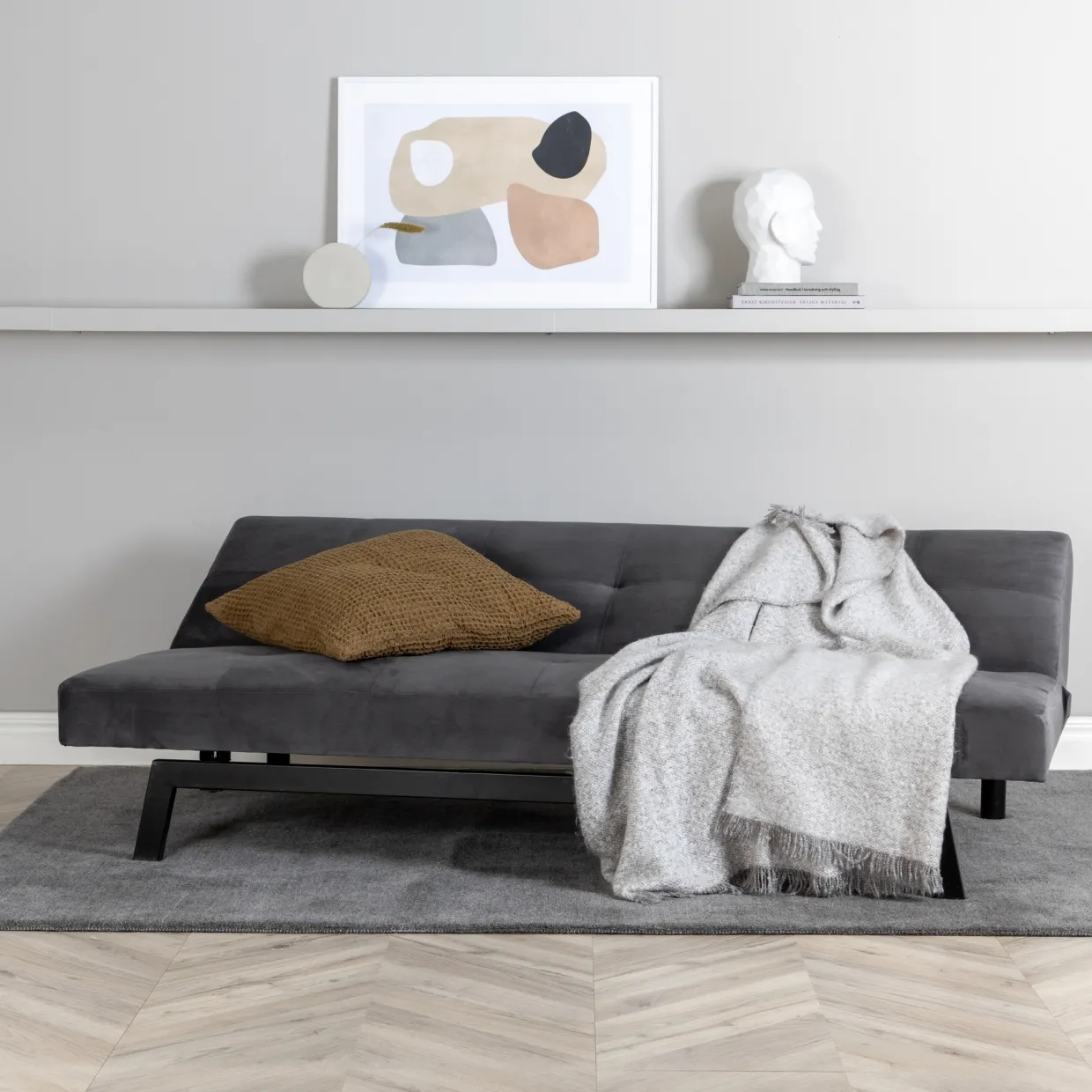 Bodil Grå Sammet 2-sitssoffa 180x80x55 cm 1 Sovplats