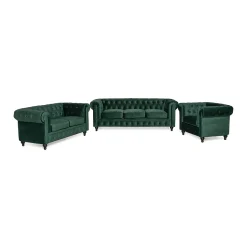 Chesterfield Lyx 3-sits+2-sits+Fåtölj Sammet*Manor House Online