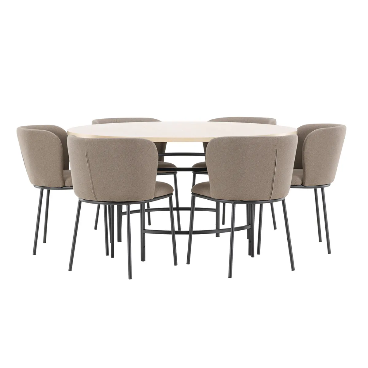 Copenhagen Ø140 cm med 6st Edina Matstolar*Venture Home Discount