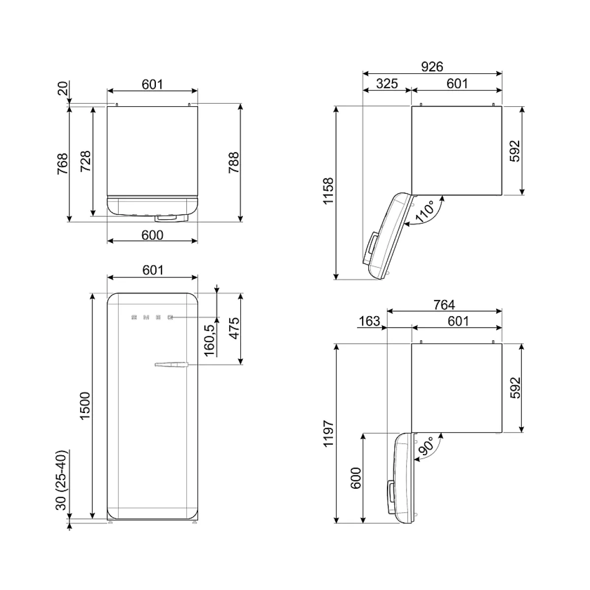 FAB28LWH6 Vit 50's Style*Smeg