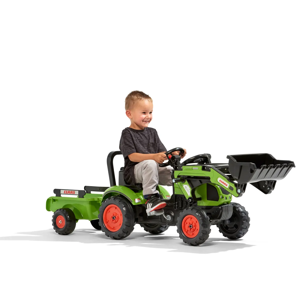 Frontlastare Claas med Vagn för Barn Grön