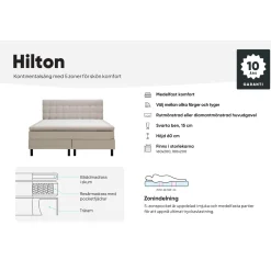 Hilton Komplett Sängpaket 160x200 cm med Diamant Sänggavel*Bedly Hot