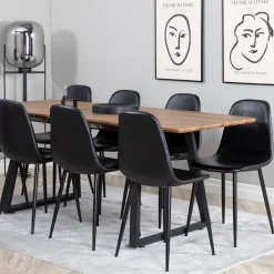 Ina med 8 Pobbie Stolar Svart*Venture Home Outlet