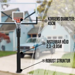 In-Ground med Justerbar Basketkorg 2,3-3,05m*ProSport New