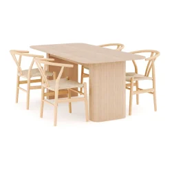 Kopparbo Rektangulärt Matbord 200-260 cm Förlängningsbartt med 4 Dastoori Matstol*Bark