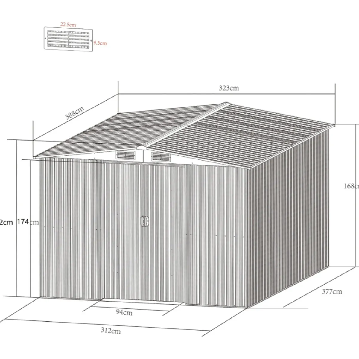 12,5m² Förråd med Bas Vit*Metalcraft New