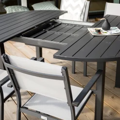 Marbella Förlängningsbart Aluminiumbord, Ovalt Ø 140 cm Svart*Venture Home New