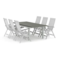 Monaco utomhus matgrupp förlängningsbart 150-250x90 med 6 Monaco Light positionsstolar*Comfort Garden Outlet