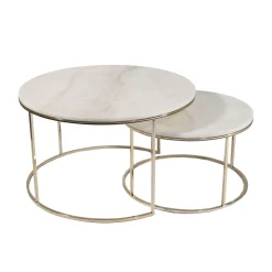 Monaco Set Runda Vardagsrumsbord i Marmor & Metall*Stenexpo Sale