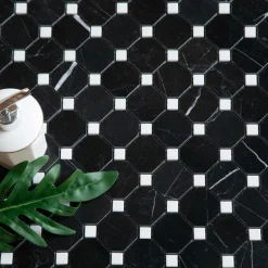 Nero Marquina Octagon Polerad 5x5 cm*ArtStone Online