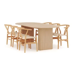 Noira Ovalt Matbord 220 cm med 6Dastoori Matstol*Bark