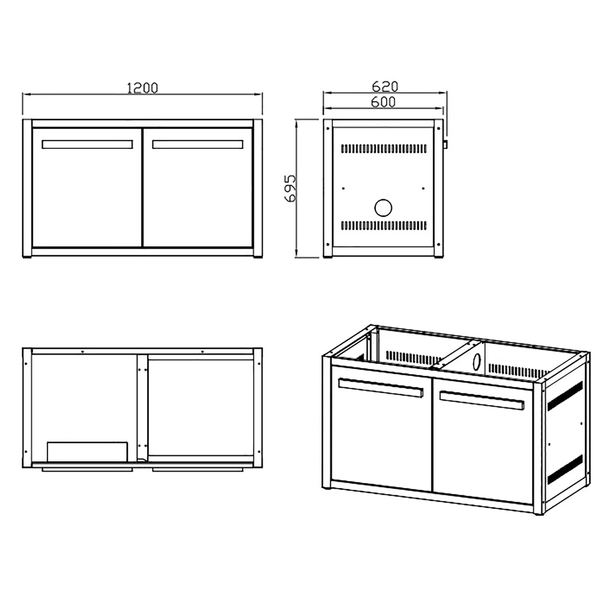 Nordic Line med Dörr 120 cm för 2 moduler*Myoutdoorkitchen