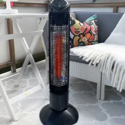 Pisa Terrassvärmare 450/900 W, Svart, IP55-klassad, Stående Design för Balkong & Uteplats*Termo Outlet
