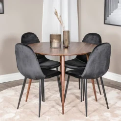 Plake med 4 Pobbie Stolar Sammet Runt*Venture Home