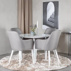 Plaza Runt Matbord Ø100 cm & 4 Comfort Stolar*Venture Home Outlet