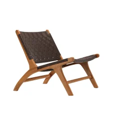 Rike Fåtölj i Brun Konstläder & Teak*Vind Discount
