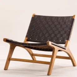 Rike Fåtölj i Brun Konstläder & Teak*Vind Discount