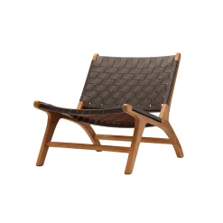 Rike Fåtölj i Brun Konstläder & Teak*Vind Discount
