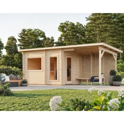 Sanna 13,5 m² Fristående Byggsats med Pulpettak*Palmako