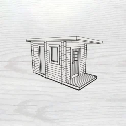 Skansnäs Funkis 7 m² Fristående Utebastu med Altan & Pulpettak*Baseco Sale