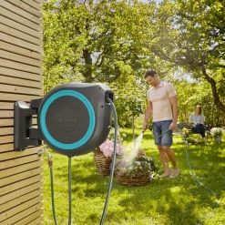 Slangbox XL 35 m Turkos Med Vattenspridare & Sprinklerpistol*Gardena Online