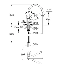 Start Edge C-Pip Engreppsblandare Krom Svängbar Pip Quickfix*Grohe Hot