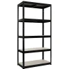 Stål Med 5 Trävåningar 1800×900×450 mm Svart*Home it Hot
