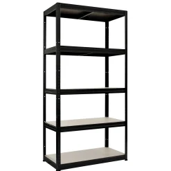 Stål Med 5 Trävåningar 1800×900×450 mm Svart*Home it Hot
