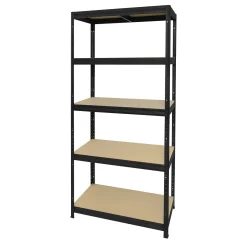 Stål Med 5 Trävåningar 1800×900×450 mm Svart*Home it Hot