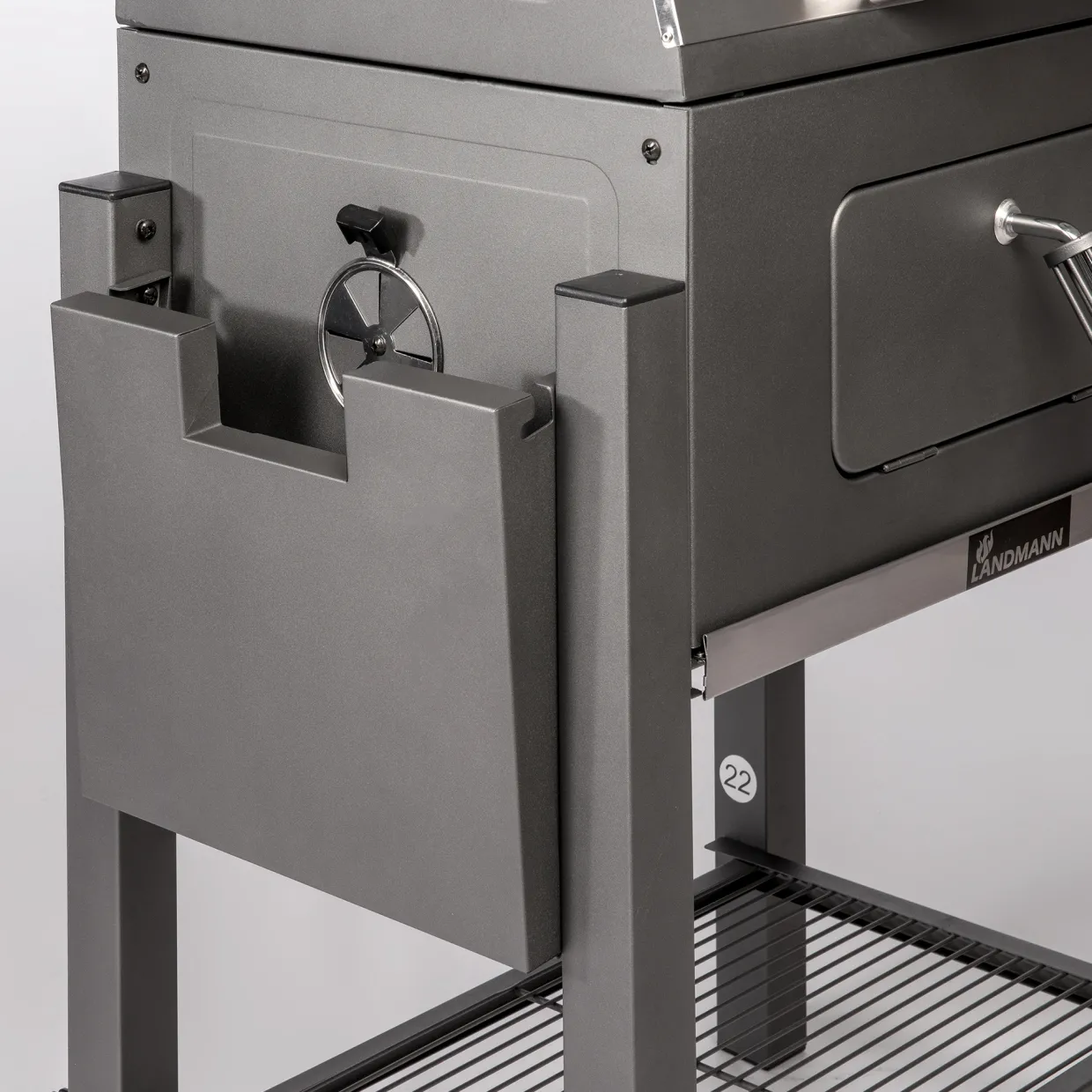 Tennessee Broiler Grilltunna med Fällbara Sidobord & Integrerad Termometer