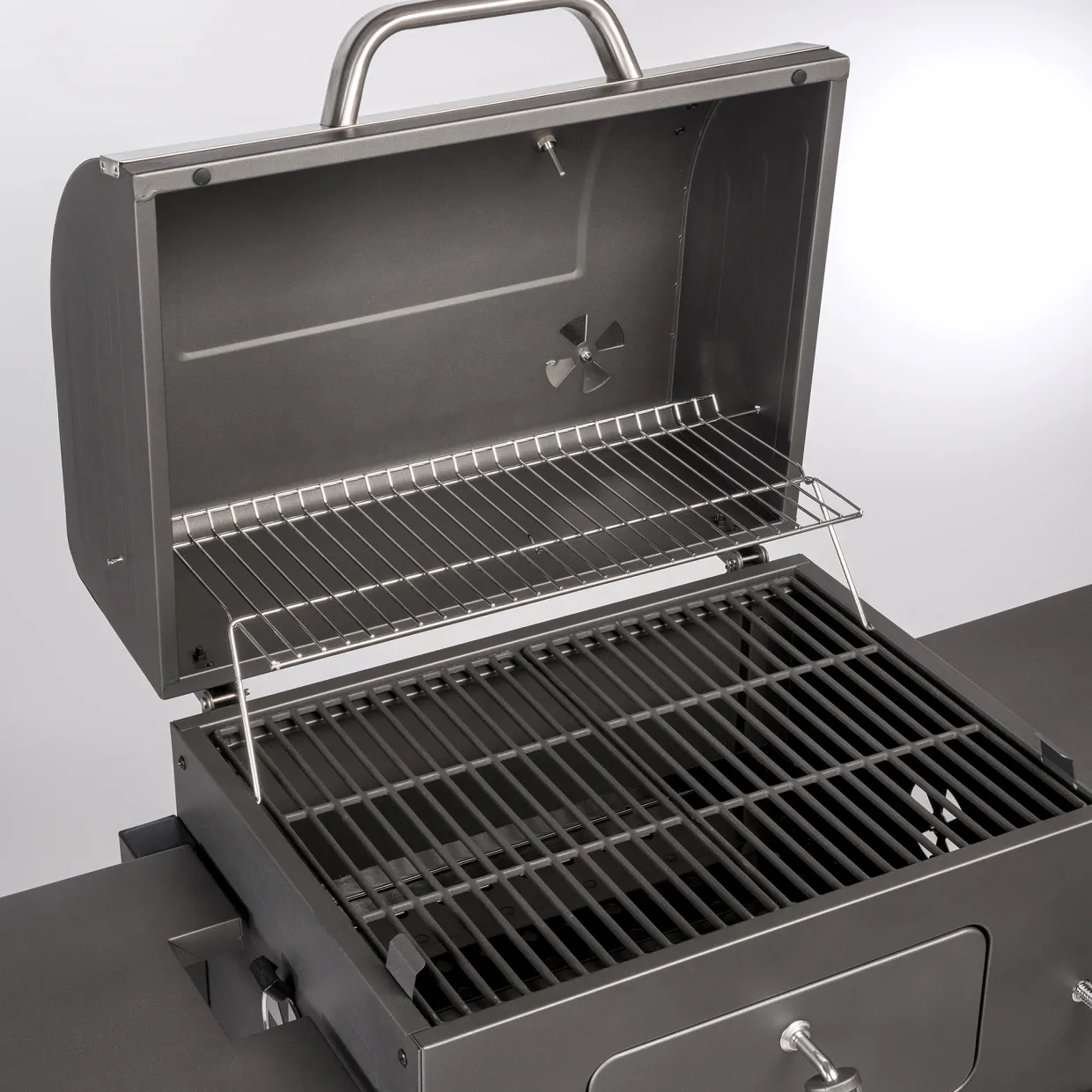 Tennessee Broiler Grilltunna med Fällbara Sidobord & Integrerad Termometer