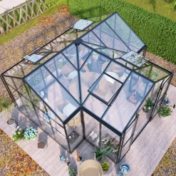 T-Format 12,4m² 4mm Säkerhetsglas & 6mm Kanalplast*Metalcraft New