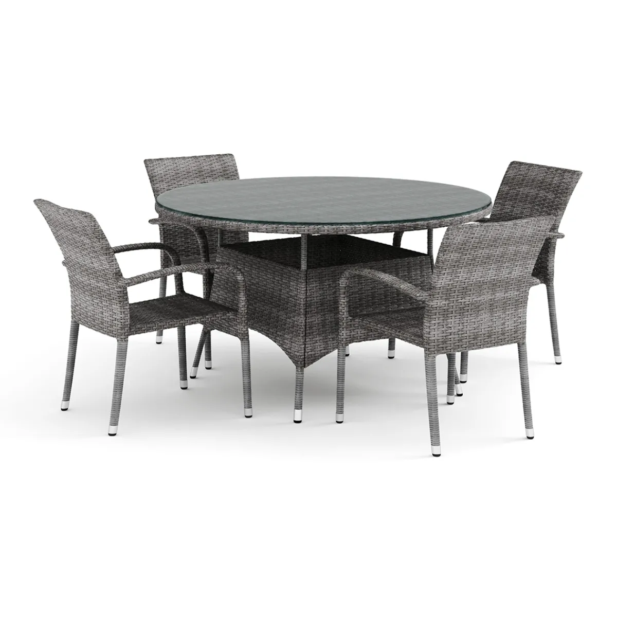 Thor utomhus rund matgrupp 140 cm med 4 Thor Light Trädgårdsfåtölj*Comfort Garden