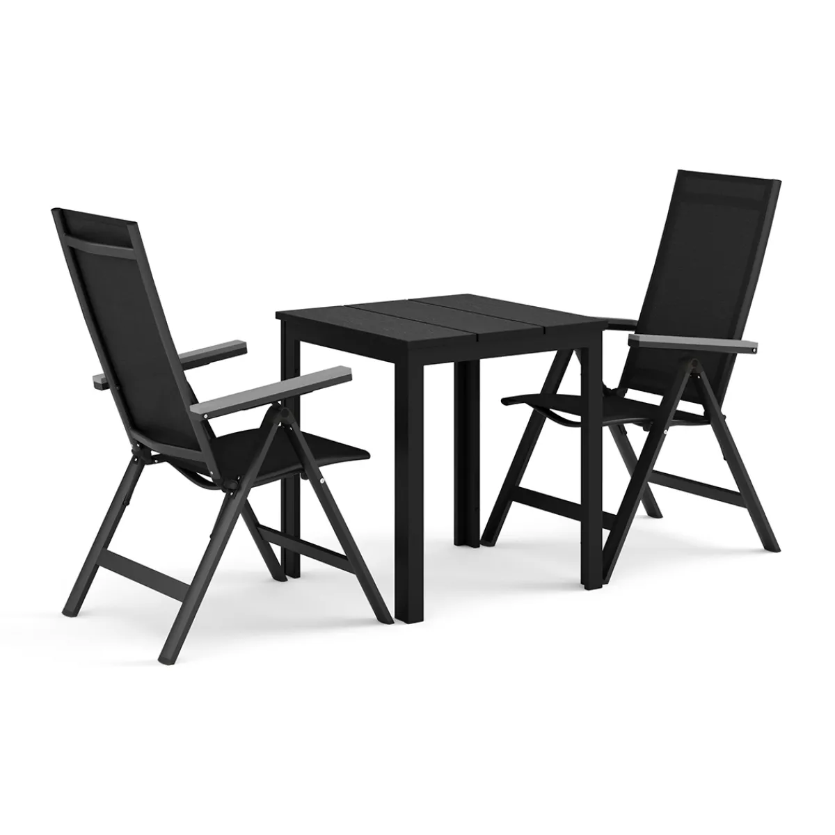 Tunis utomhus caféset 70x70 cm med 2 Monaco Light positionsstolar*Comfort Garden Outlet