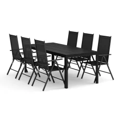 Tunis utomhus matgrupp 205x90 cm med 6 Maggie positionsstolar*Comfort Garden