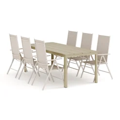 Tunis utomhus matgrupp 205x90 cm med 6 Maggie positionsstolar*Comfort Garden