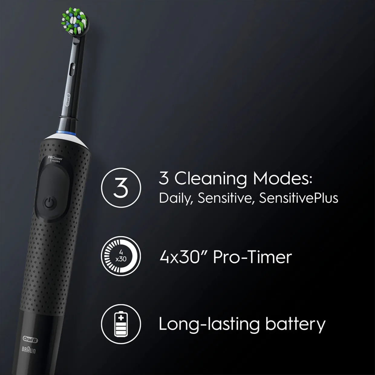 Vitality Pro Svart med Extra Refill & 3 Borstningslägen